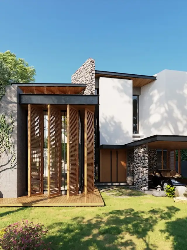 Modern house elevation designed by Kaswa
